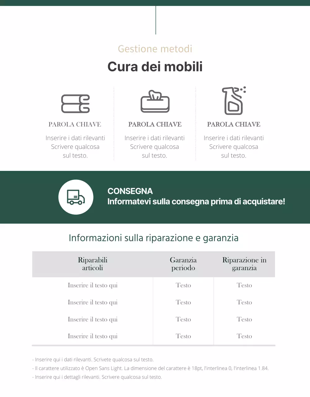 Pagina di dettaglio dei mobili