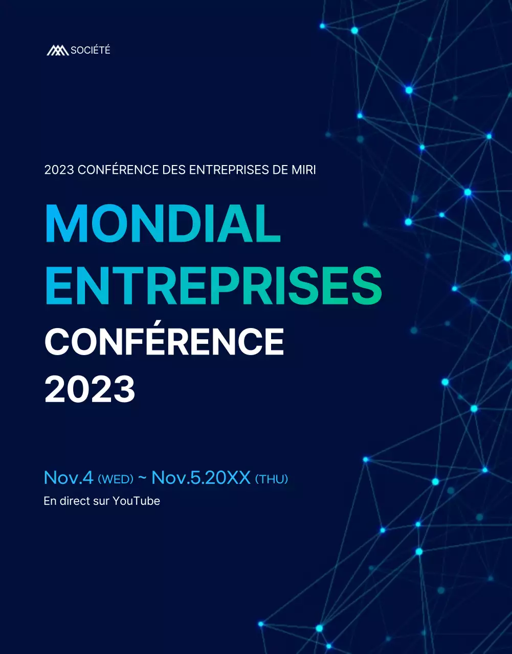 Page de détails de la conférence mondiale en bleu