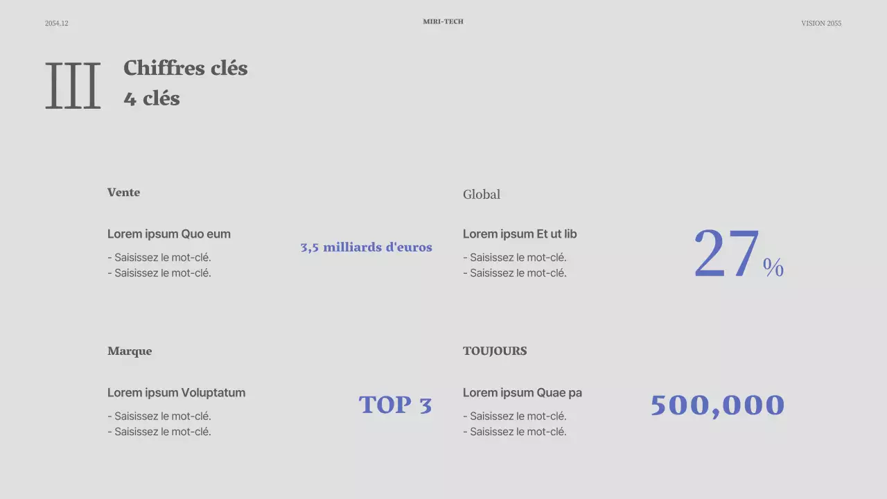 Présentation simple d'un événement en bleu et gris