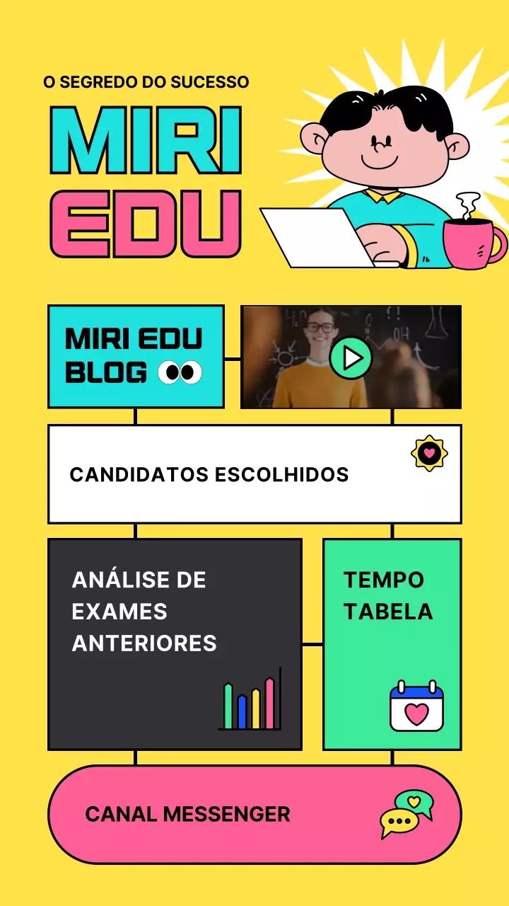 Nota de promoção da academia de personagens bonitos amarela e rosa menta