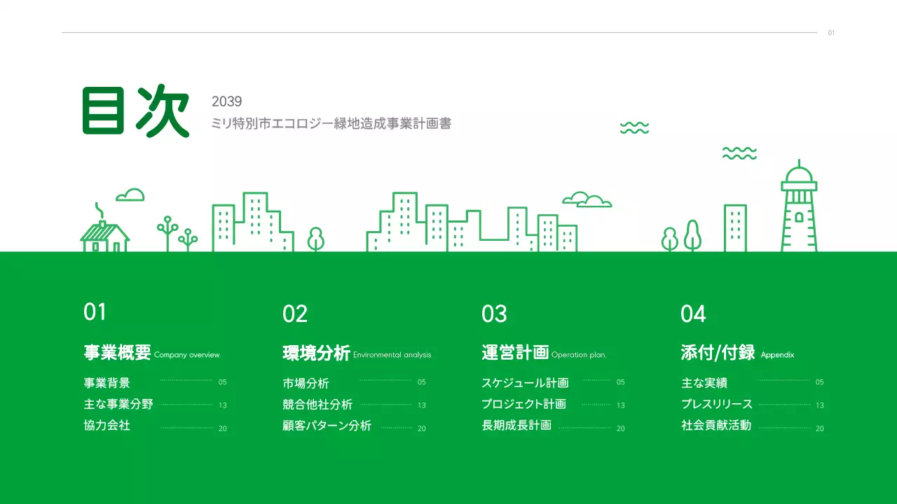緑 シンプル 環境 企画書 プレゼンテーション