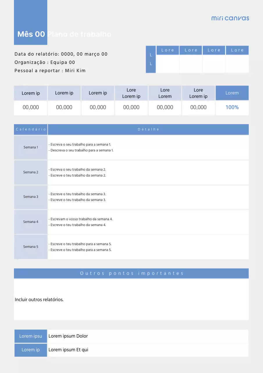Modelo simples de documento de plano de negócios azul e cinzento