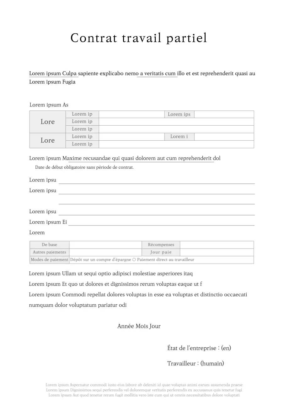 Mise en forme propre des documents Contrat de travail à temps partiel