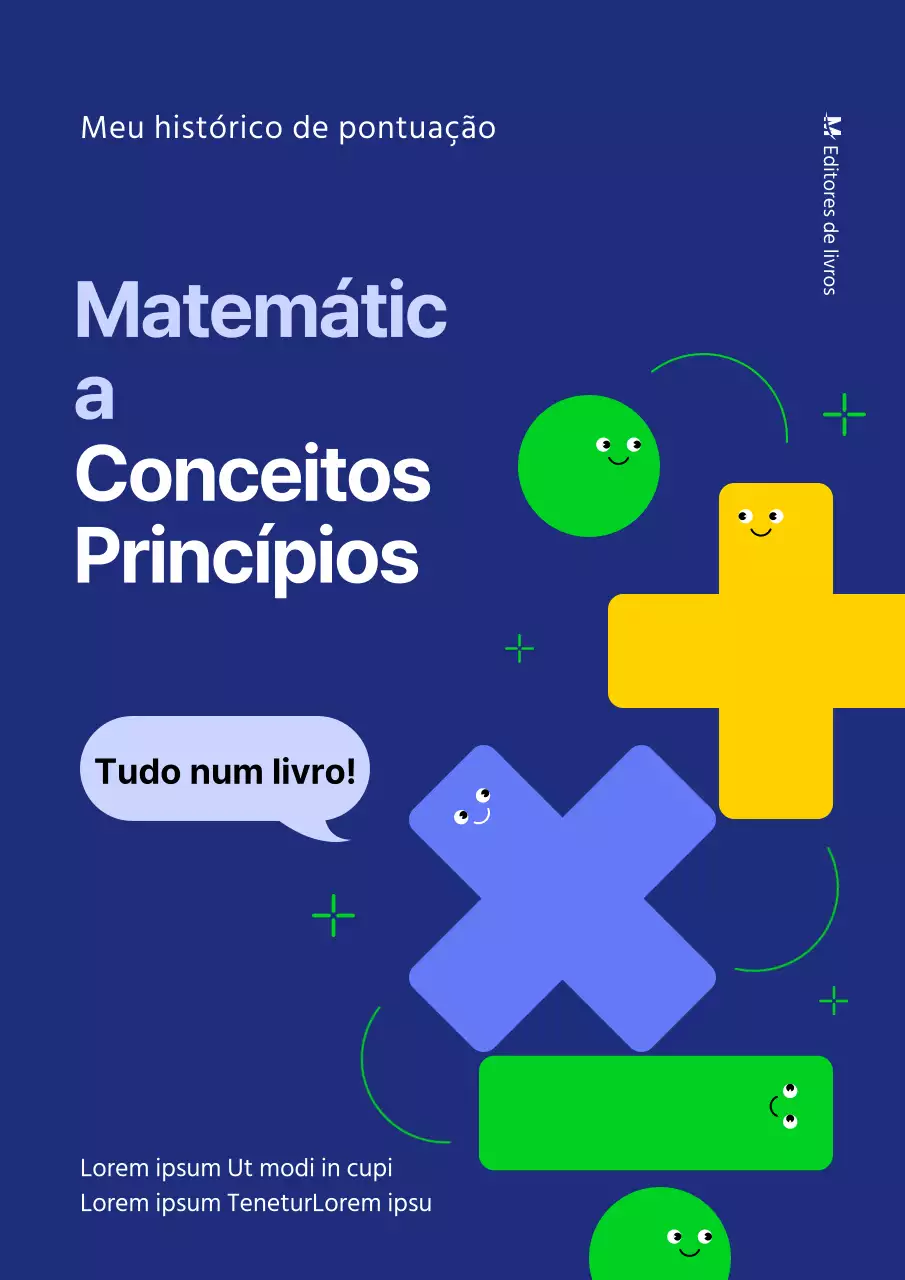 Livro de matemática elegante com ênfase aritmética azul