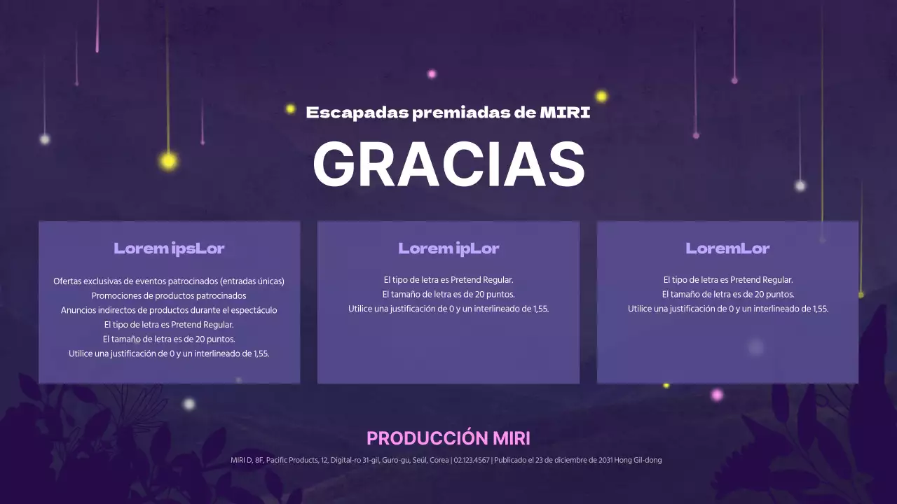 Creativa propuesta musical con fondo morado y adornos de estrellas