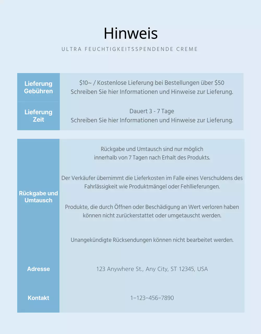 Kosmetika Detailseite