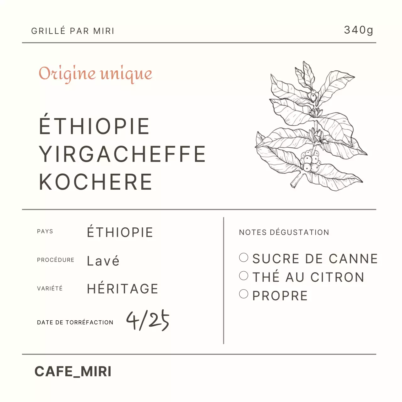 Autocollant pour l'emballage des grains de café