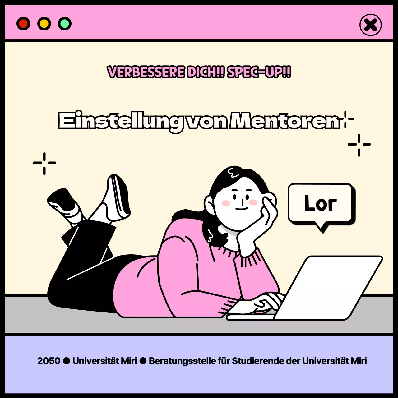 College Leben Thema mit rosa und lila Fenster Konzept