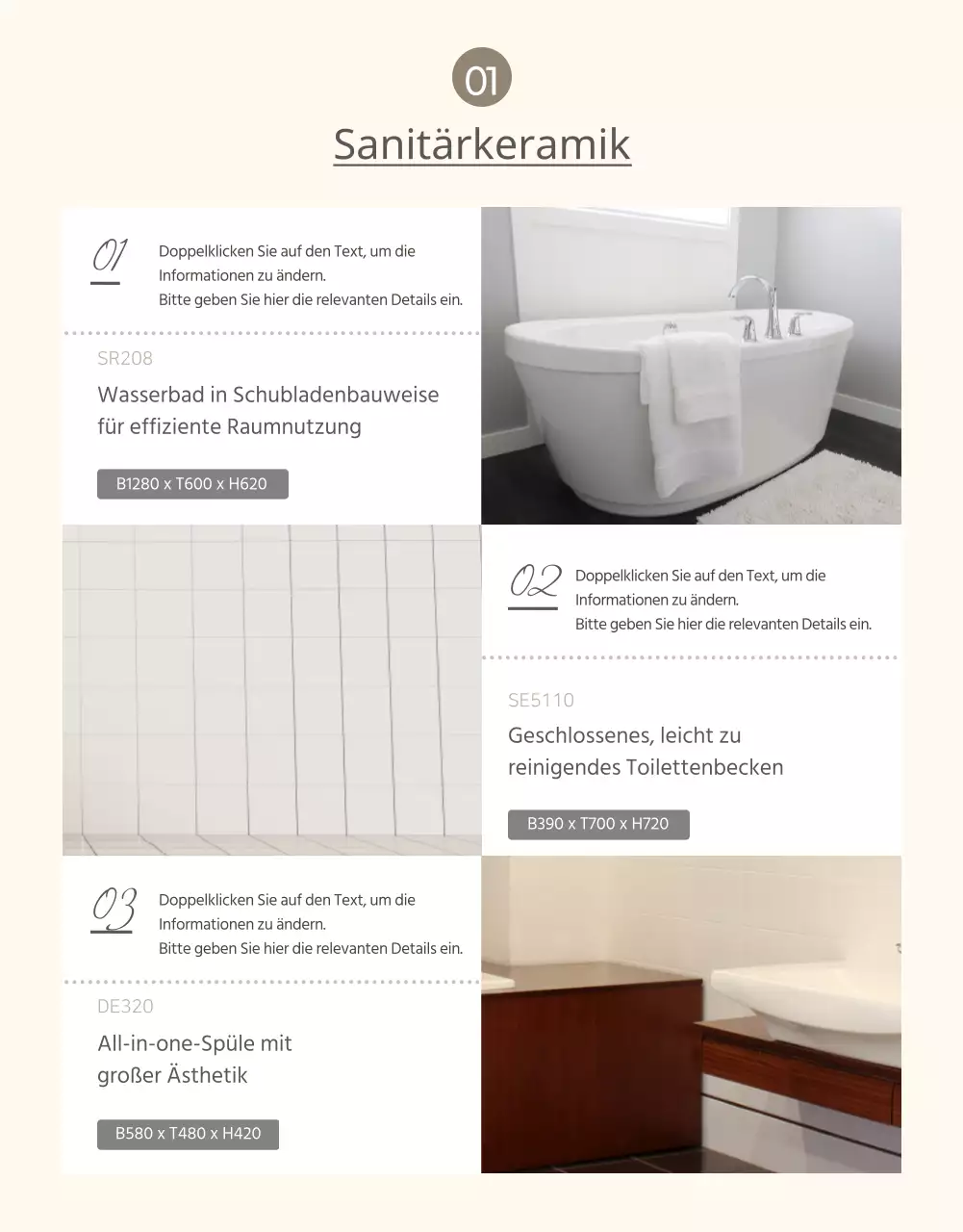 Braune und einfache Baudetails für Bad und Küche