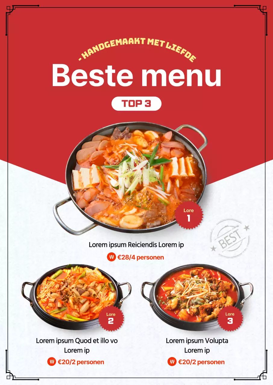 Promoot je rice bowl-menu met contrasterend wit en rood