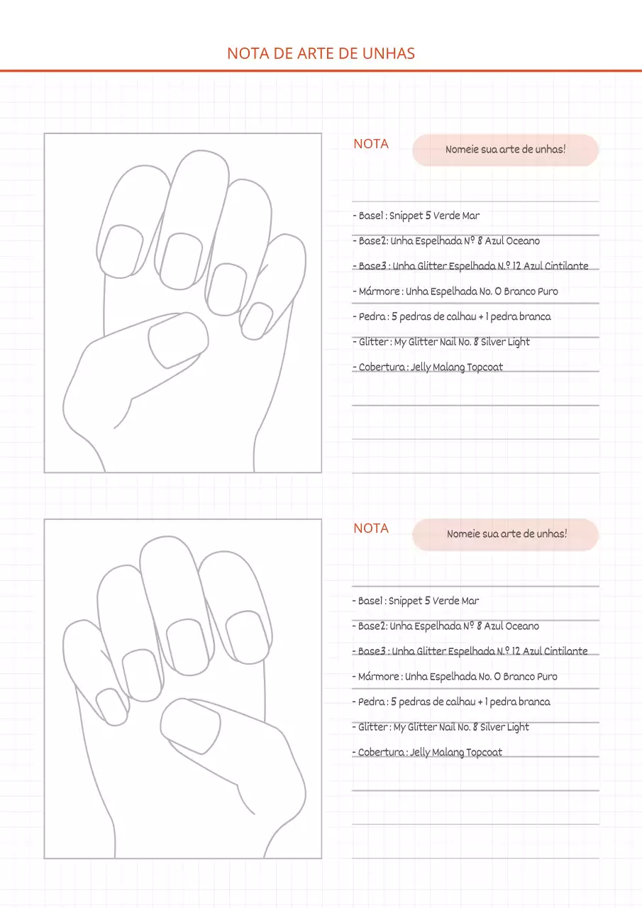 Notas de design de unhas simples em branco e vermelho