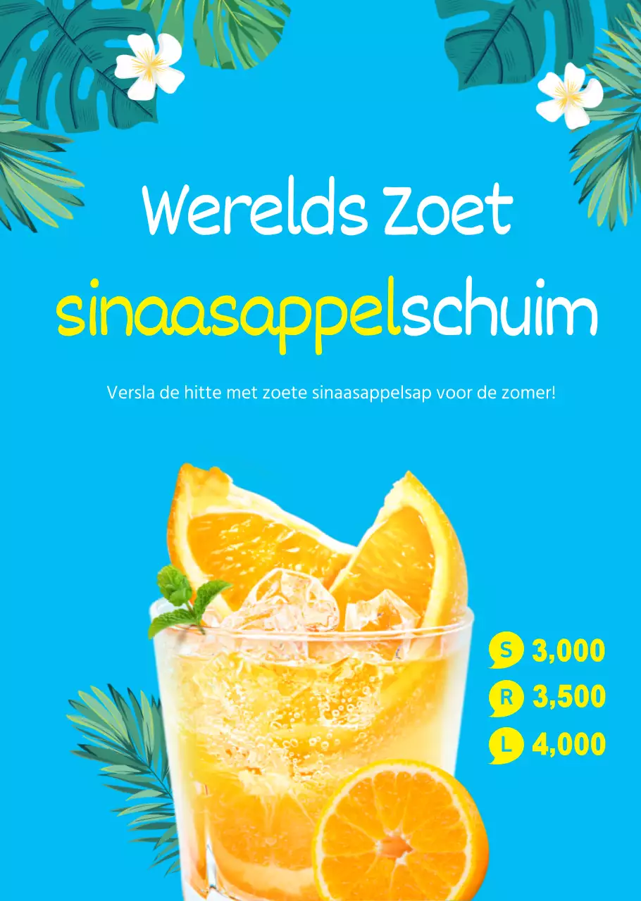 Transparante poster voor de koele zomerdrank Orangeade café