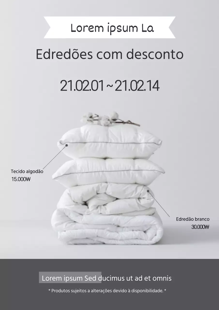 Destacar uma fotografia cinzenta Edredão simples para promover um evento de vendas