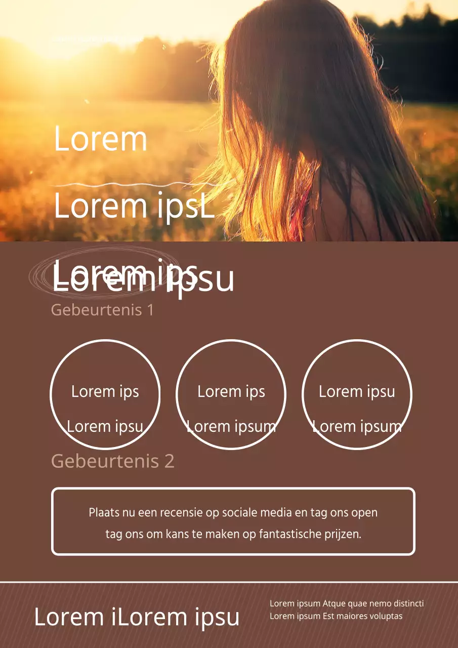 Promoot een salonevenement met een bruine, emotionele foto van een vrouw