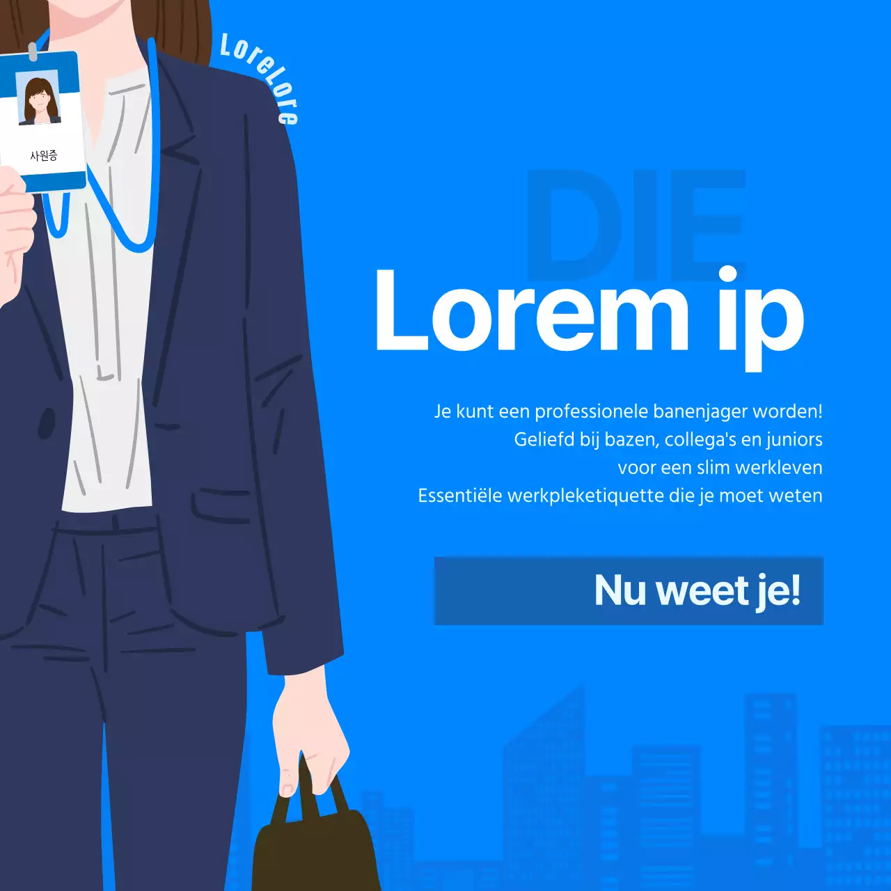 Kantoor etiquette kaart in blauwNieuws ontwerp