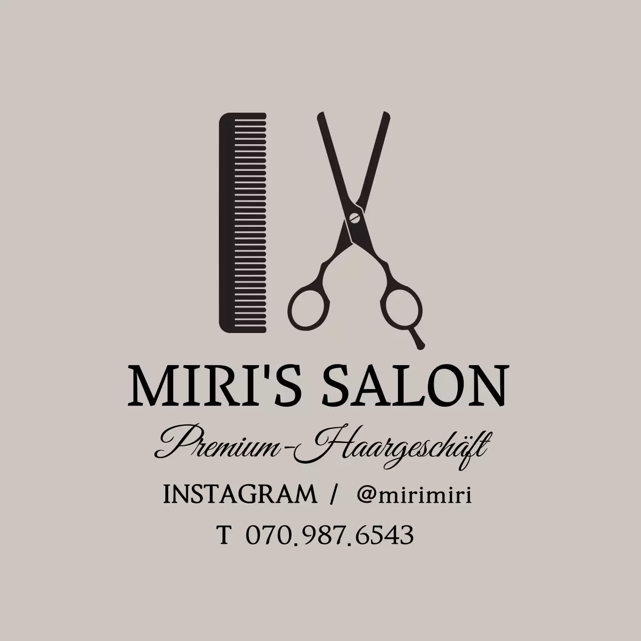 Beige schwarz Illustration Friseursalon Schönheit Förderung