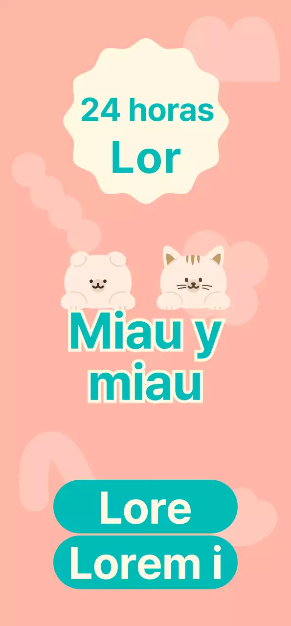 Una tienda de mascotas sin personal con simpáticas ilustraciones de perros y gatos en rosa y turquesa.