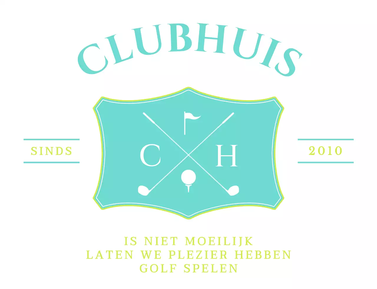 Een eenvoudig, stijlvol ontwerp voor golfclubleden in mint en chartreuse.