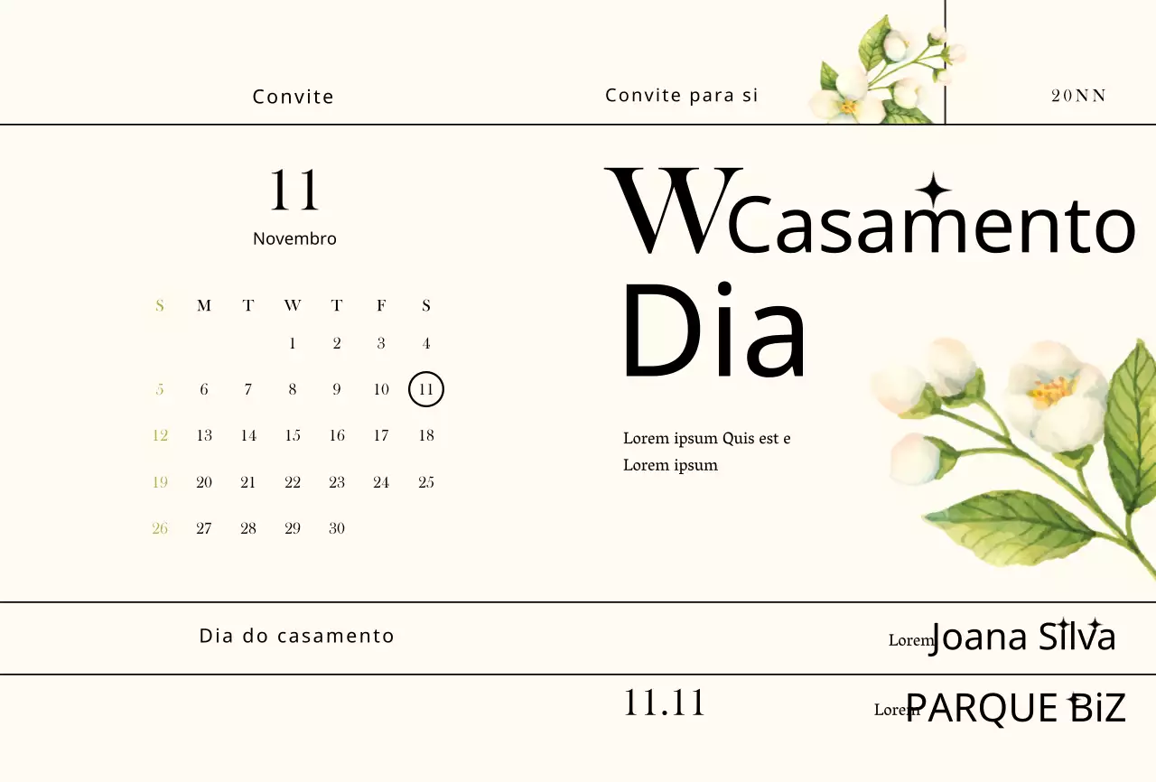 Convite de casamento com conceito de ilustração floral em aguarela com linhas
