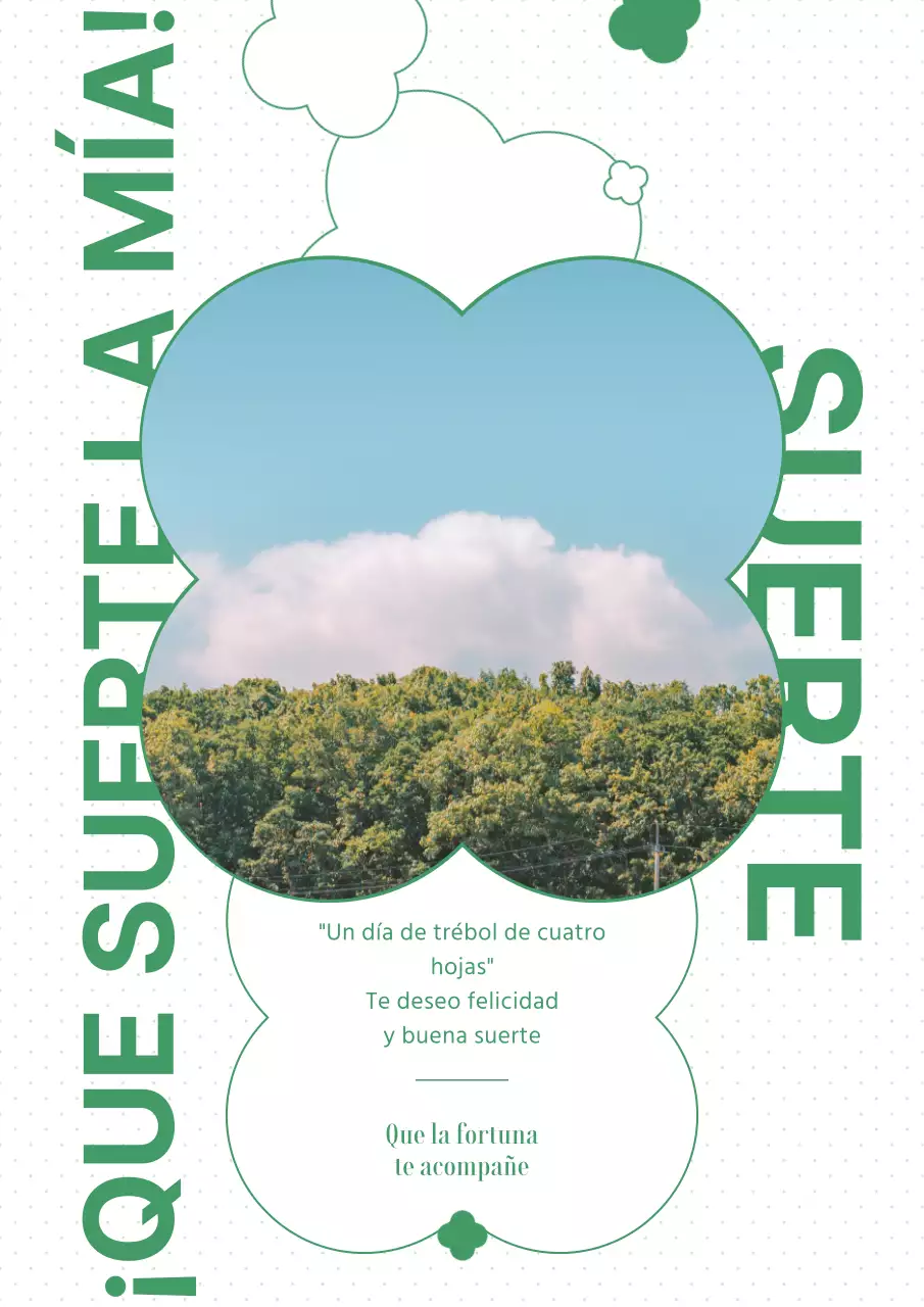 Marco de fotos sencillo en verde con ilustración de trébol de cuatro hojas