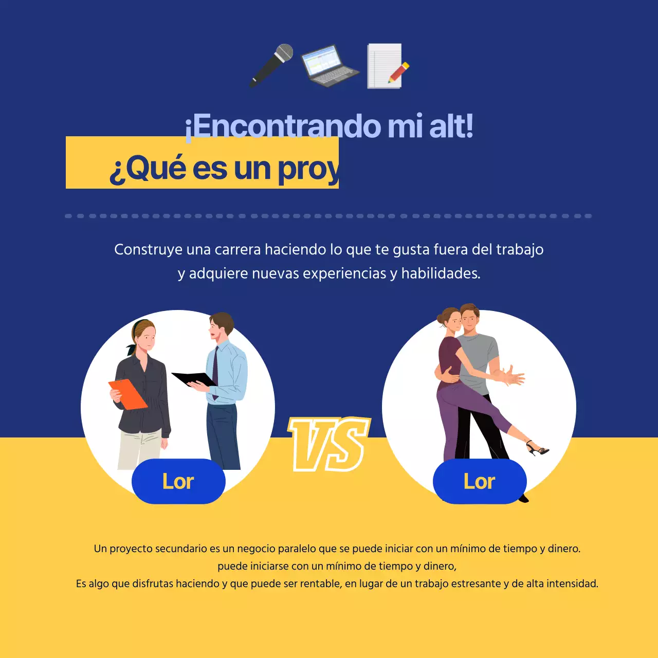 azul ilustración concepto oficinista proyecto paralelo cardnews