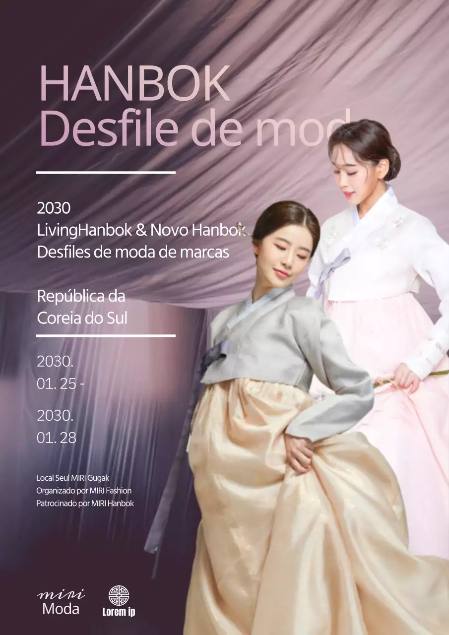 Promoção do desfile de moda Hanbok elegante roxo