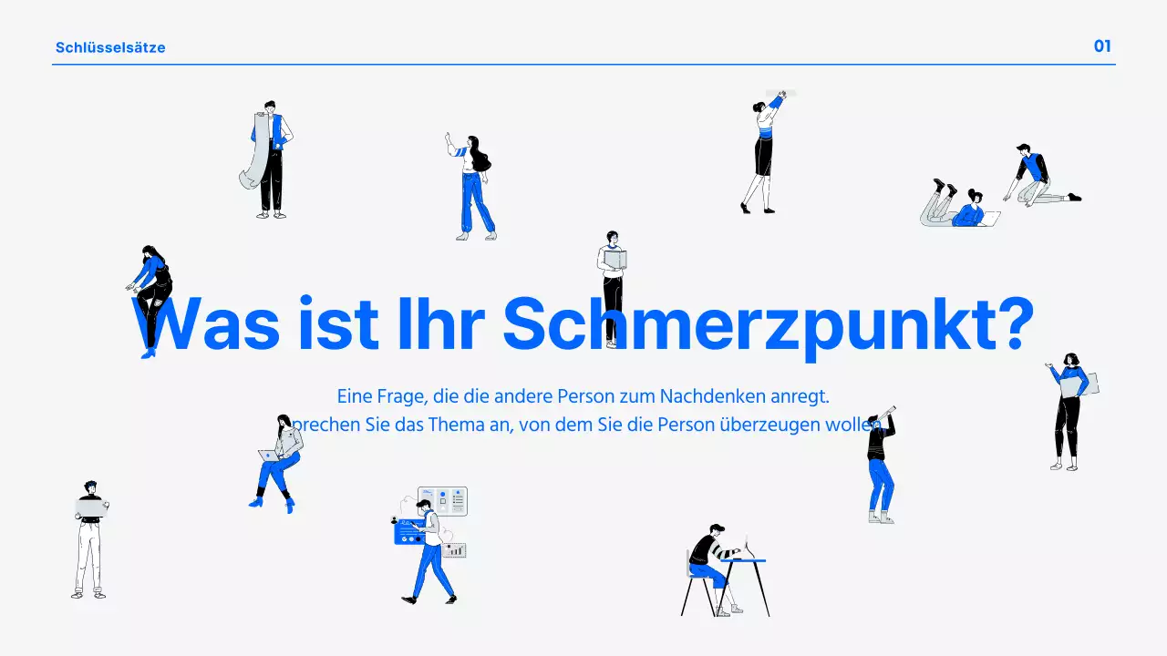 Eine moderne Geschäftspräsentation in Blau und Weiß