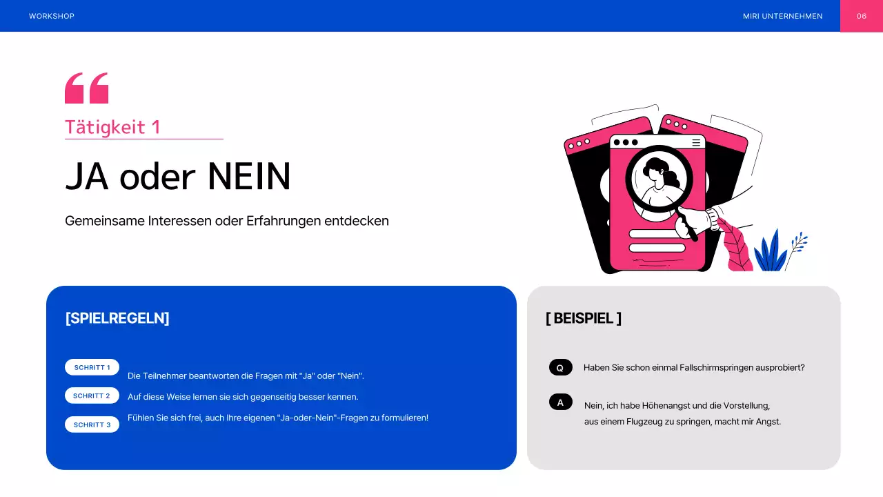 Blau und rosa illustrierter Teambuilding-Workshop