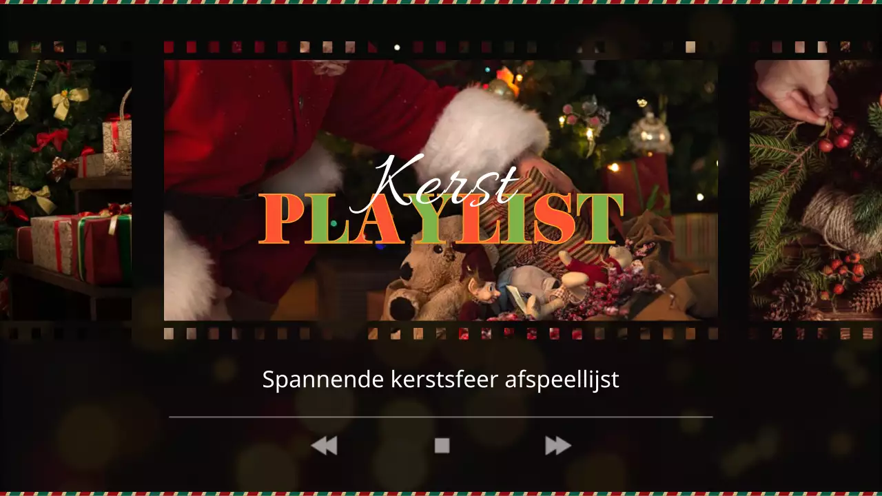 Afspeellijst met kerstthema in groen en rood