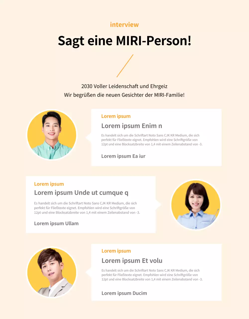 Saubere orangefarbene Stellenausschreibungen