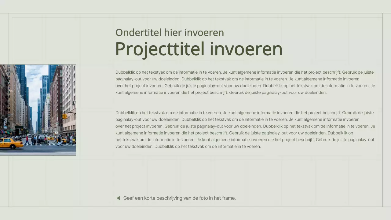 Het portfolio van een contentmarketeer met een groen, eenvoudig rasterconcept