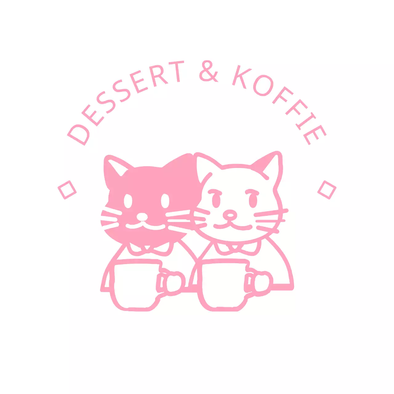 Schattig kat karakter logo in roze