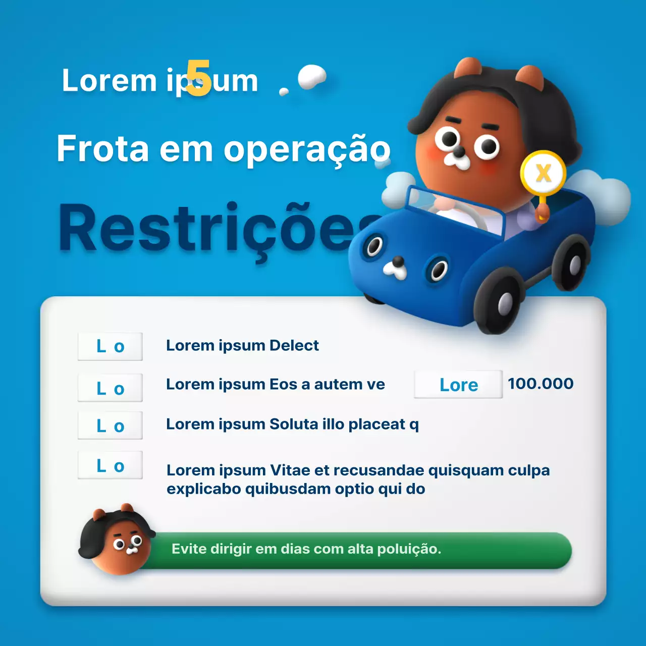 Aviso de conceito tridimensional giro em azul