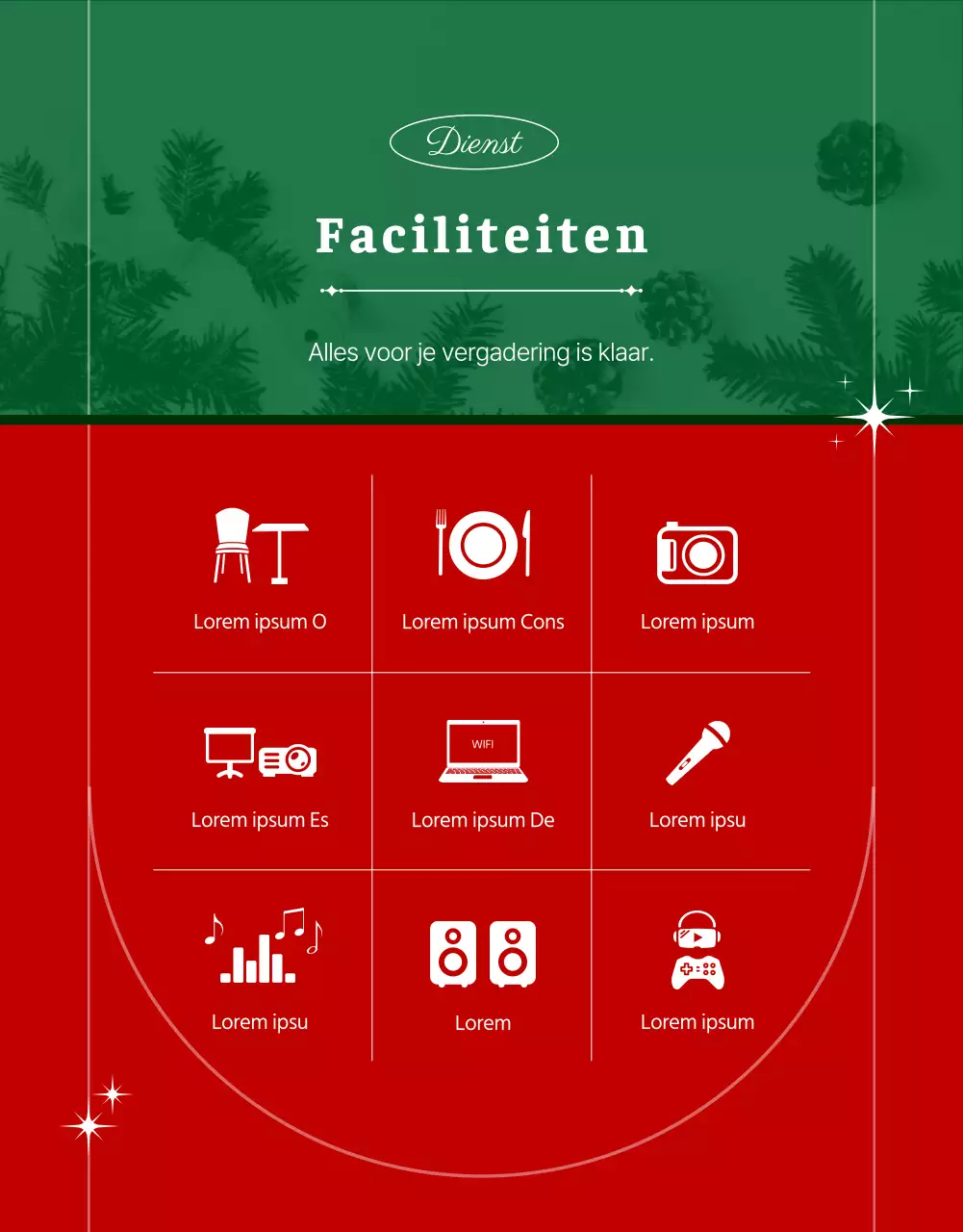 Verhuur van groene en rode ruimtes voor vakantiebijeenkomsten