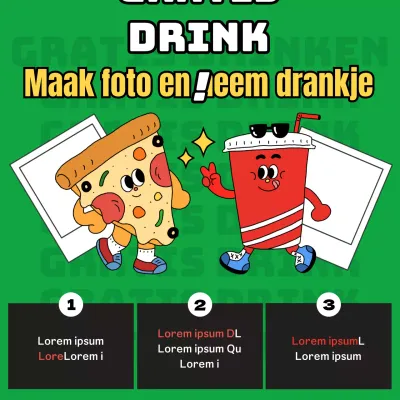 Promoot je gratis drankevenement met trendy groen, geel en zwart