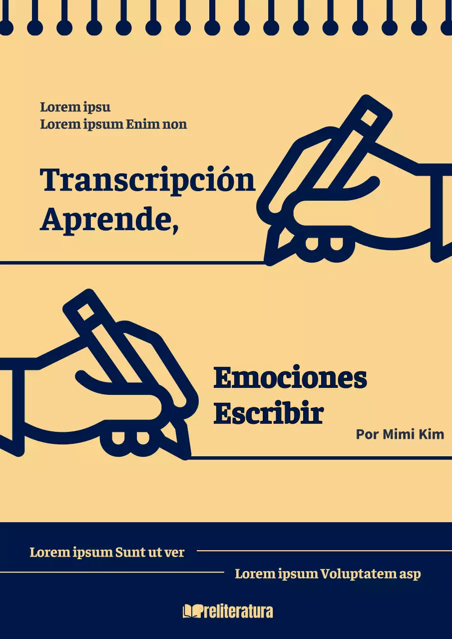 Sobre la escritura sencilla en amarillo y azul marino