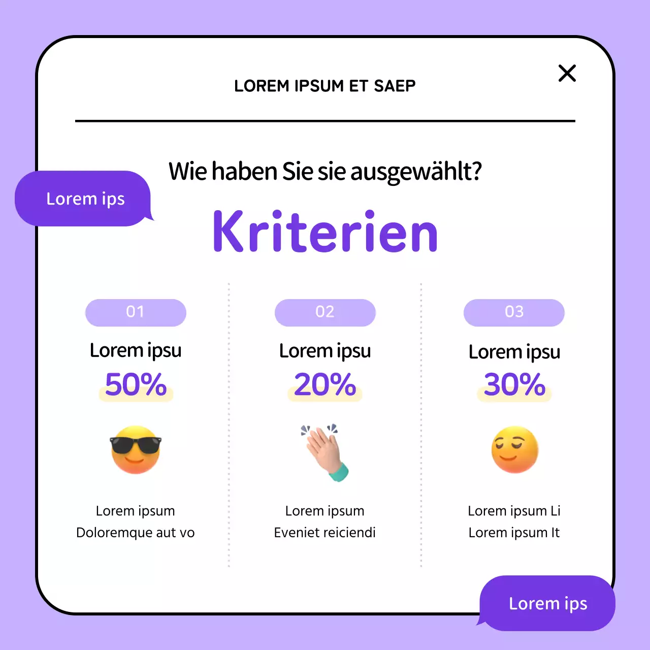 Der lila-gelbe Gewinner-Slogan unseres internen Wettbewerbs