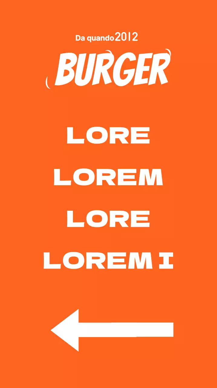 Cartello con menu con illustrazione di un hamburger su sfondo arancione