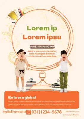 Bonito folleto naranja para una academia de inglés