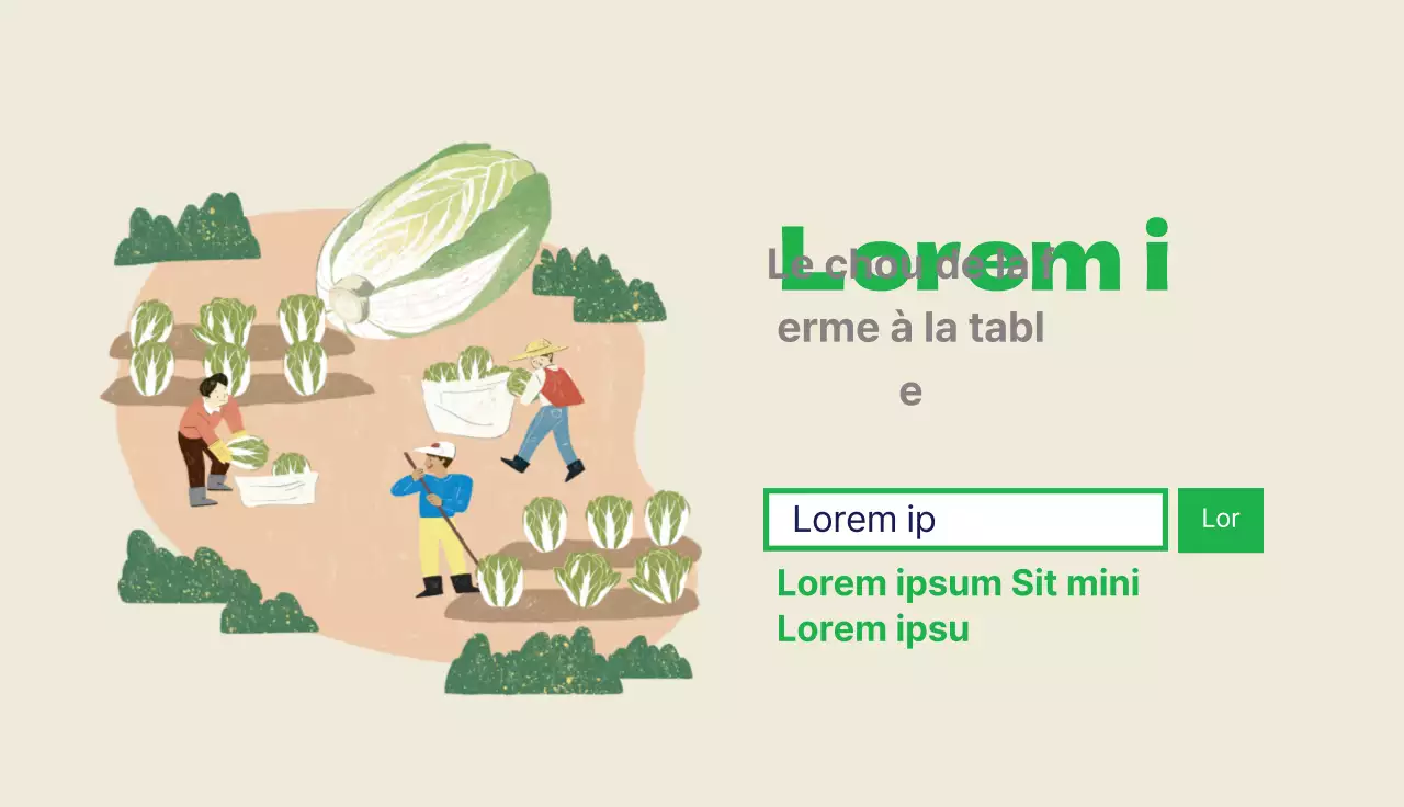 Illustration verte, ferme mignonne