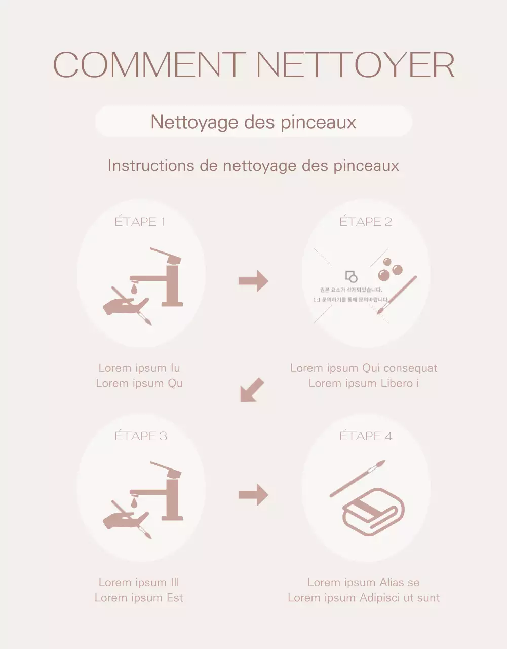 Brosses marketing sur fond marron clair