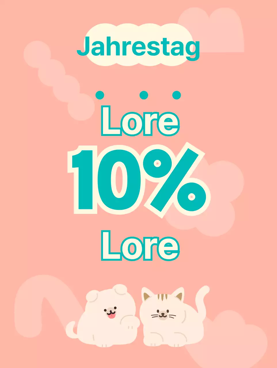 Ein unbesetzter Tierbedarfsladen mit niedlichen rosa und türkisfarbenen Hunde- und Katzenfiguren