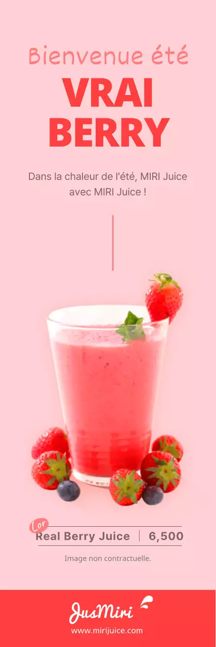 Bannière de jus de fruits d'été rose