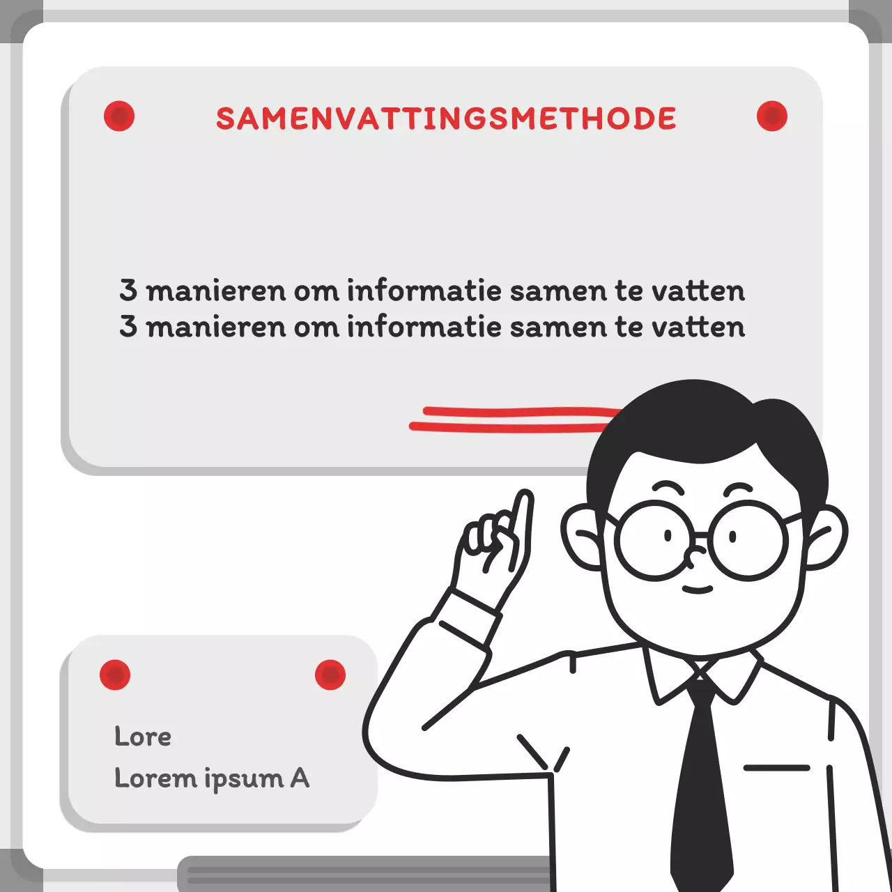 Minimalistisch whiteboardconcept in grijs en rood Feiten over het concept