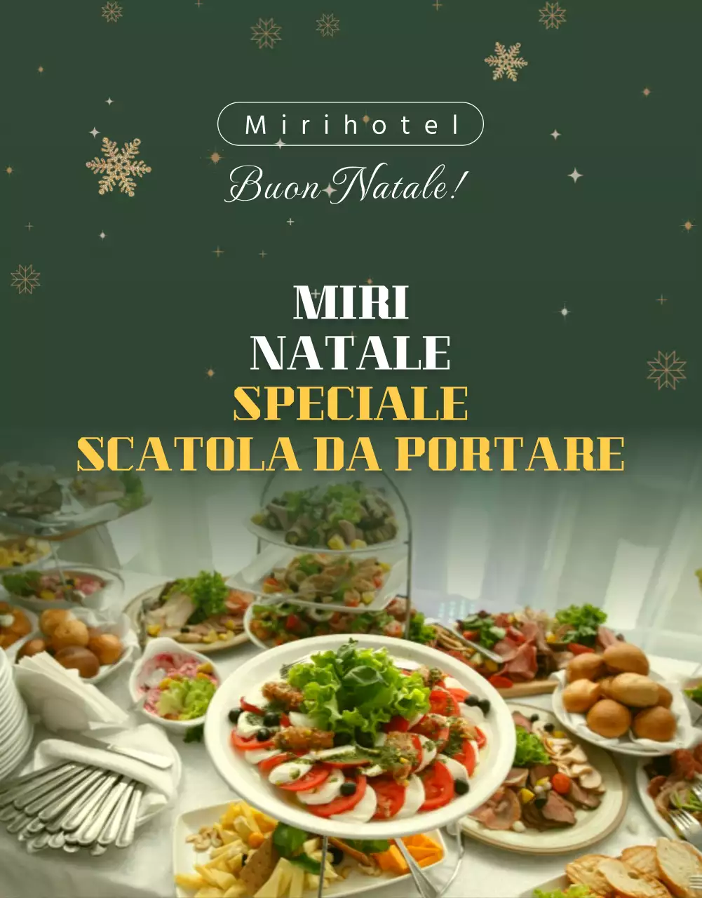 Dettagli del buffet natalizio verde e giallo