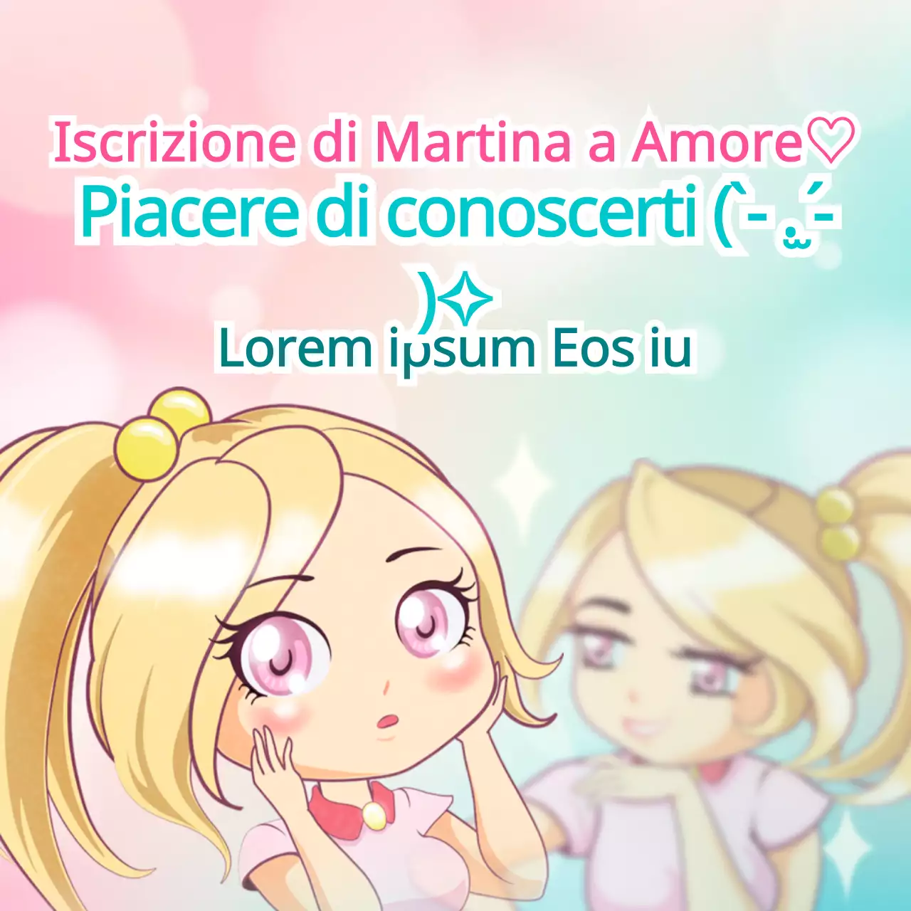 Concetto di personaggio anime in rosa e menta