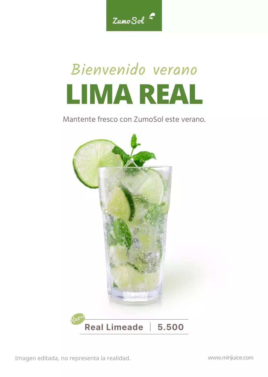 Promocione las bebidas veraniegas con un estilo limpio y verde lima
