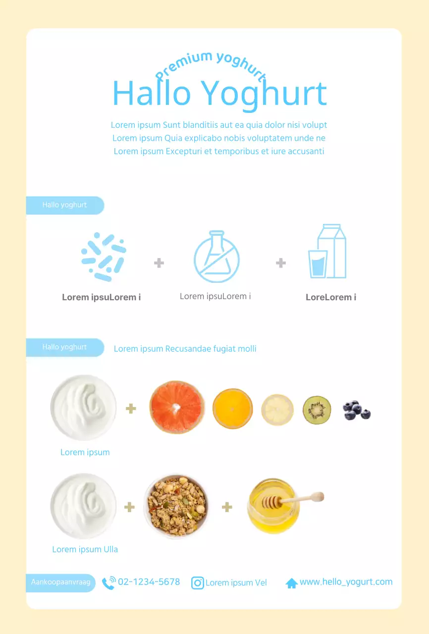 Schattige citroenyoghurt folderkaarten voor productpromotie