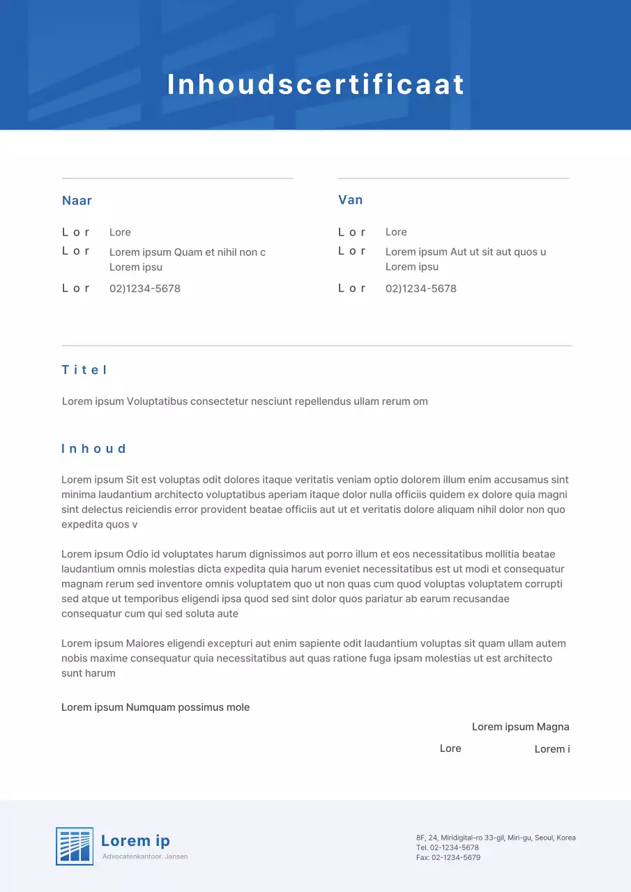 Strak logoconcept in wit en blauw Inhoudsbewijs