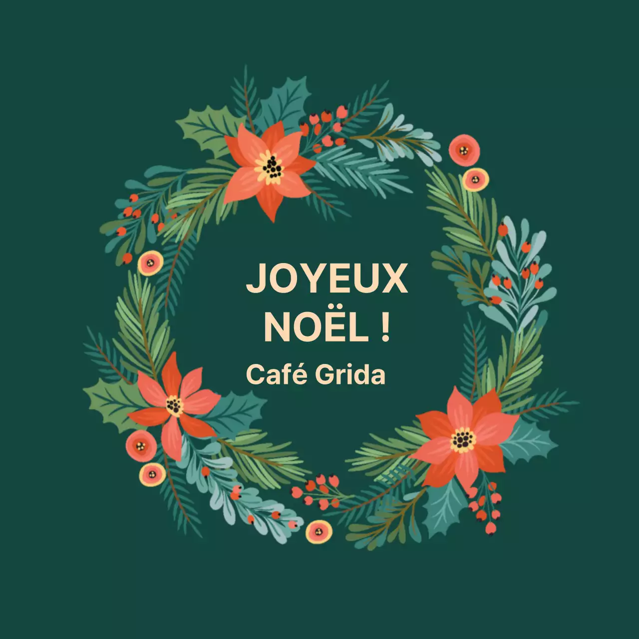 Étiquette vintage de café de Noël avec illustration verte